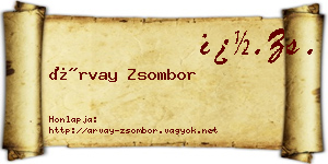 Árvay Zsombor névjegykártya